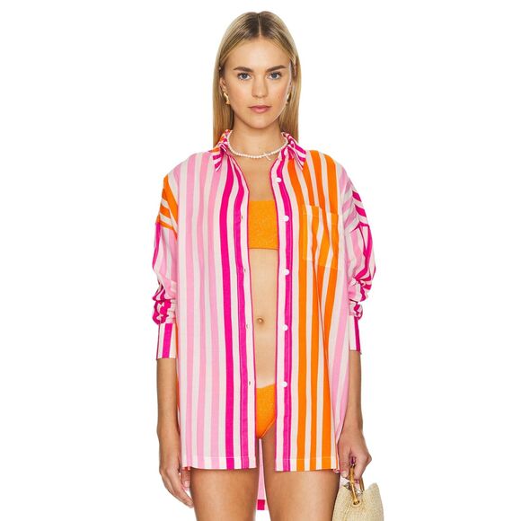 BEACH RIOT Alexa Top Sunset Stripe Button Down Small/Medium‎ - Picture 1 of 6